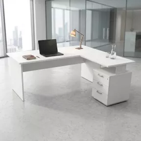 Bureau individuel avec retour, sur caisson porteur - So Vigo