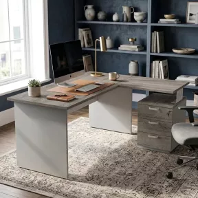 Bureau individuel avec retour, sur caisson porteur - So Vigo