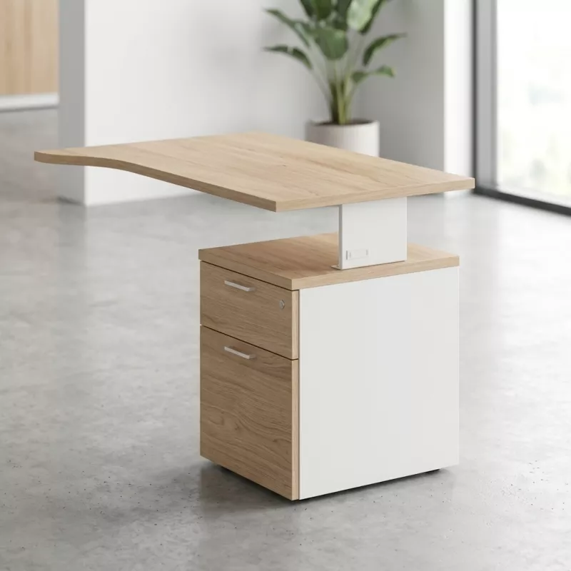 Bureau individuel avec retour, sur caisson porteur - So Vigo