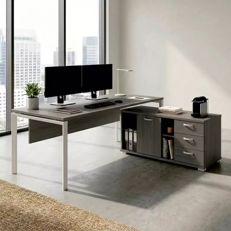 Bureau individuel sur crédence avec goulotte - So Sierro