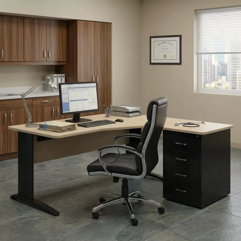 Bureau d’angle compact avec caisson | So Enix | Soburo