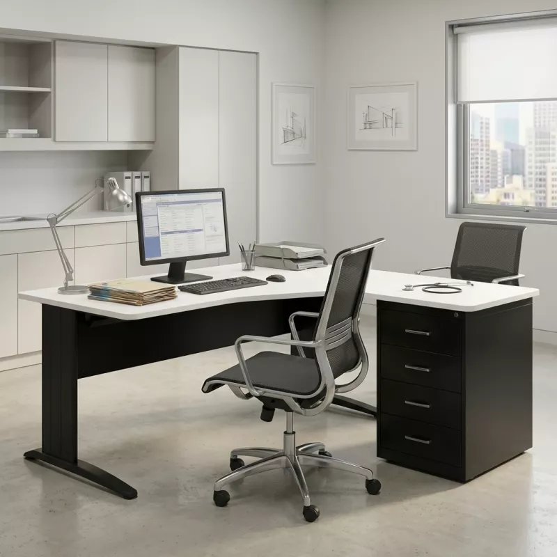 Bureau d’angle compact avec caisson | So Enix | Soburo