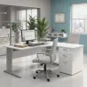 Bureau d'angle compact, avec caisson hauteur bureau & passe-câbles - So Enix