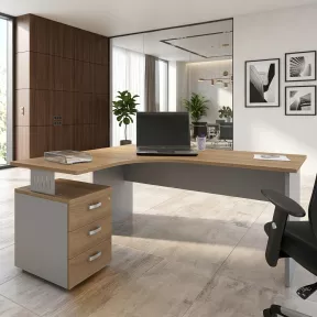 Bureau d'angle compact, avec caisson porteur - So Vigo