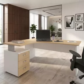 Bureau d'angle compact, avec caisson porteur - So Vigo
