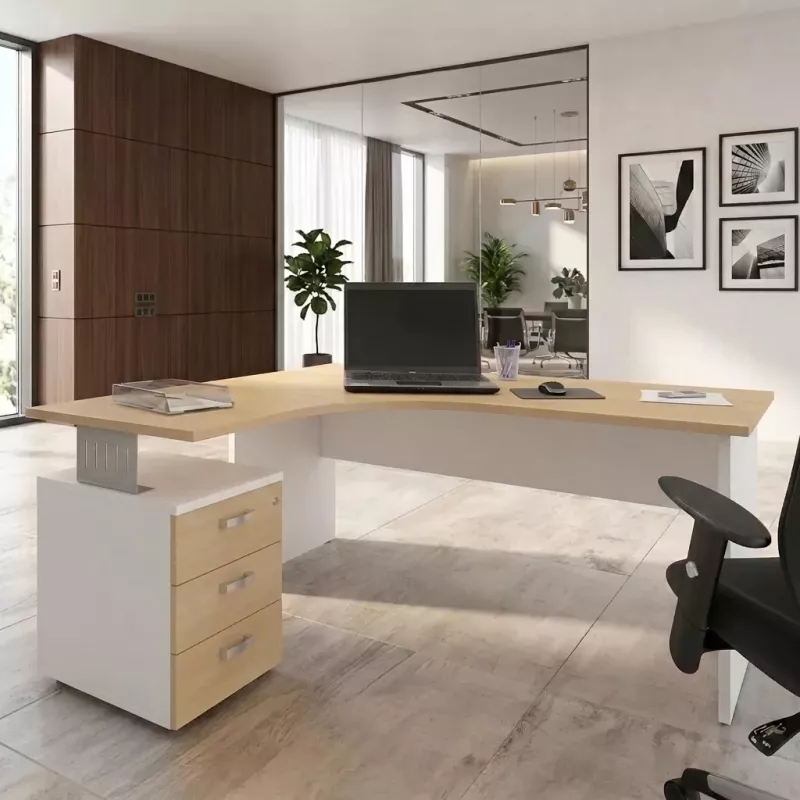 Bureau d'angle compact, avec caisson porteur - So Vigo