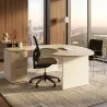 Bureau d'angle compact forme ARC pied panneau avec caisson hauteur bureau So Vigo