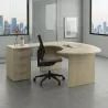 Bureau d'angle compact forme ARC pied panneau avec caisson hauteur bureau So Vigo
