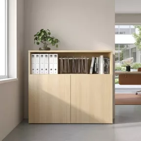 Armoire semi-ouverte, portes poussoirs, hauteur 120 cm – So Madrid