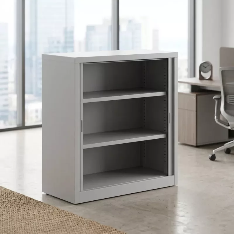Armoire basse métallique, 2 étagères,  hauteur 100 cm – So Salamanca