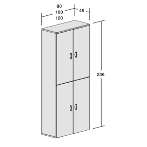 Armoire fermée, 4 portes, hauteur 235 cm – So Madrid