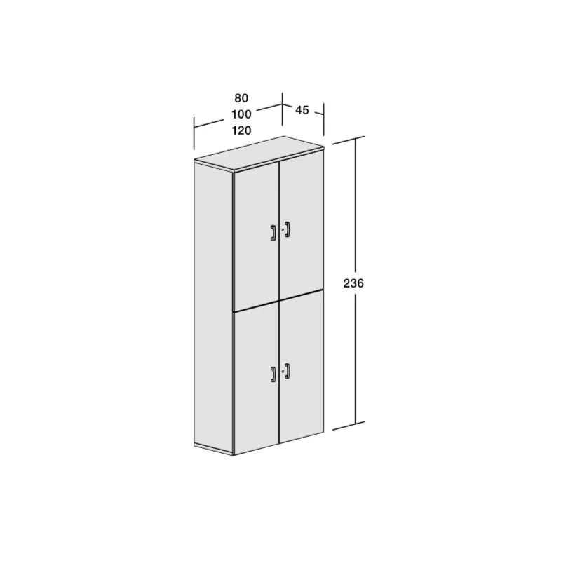 Armoire fermée, 4 portes, hauteur 235 cm – So Madrid