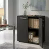 Armoire basse 2 portes mélaminé à serrure - 1 étagère - L. 83 x P. 43 x H. 81 cm So Flora