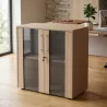 Armoire basse 2 portes en verre fumé à serrure - 1 étagère - L. 83 x P. 43 x H. 81 cm So Flora