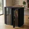 Armoire basse 2 portes en verre fumé à serrure - 1 étagère - L. 83 x P. 43 x H. 81 cm So Flora