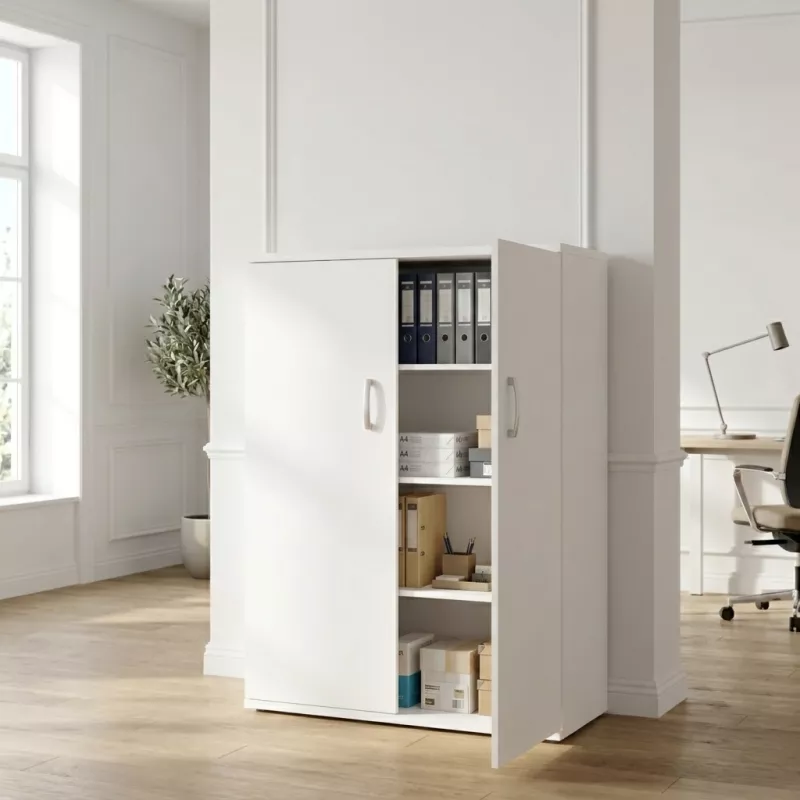 Armoire haute fermée, 3 étagères, hauteur 158 cm – So Madrid