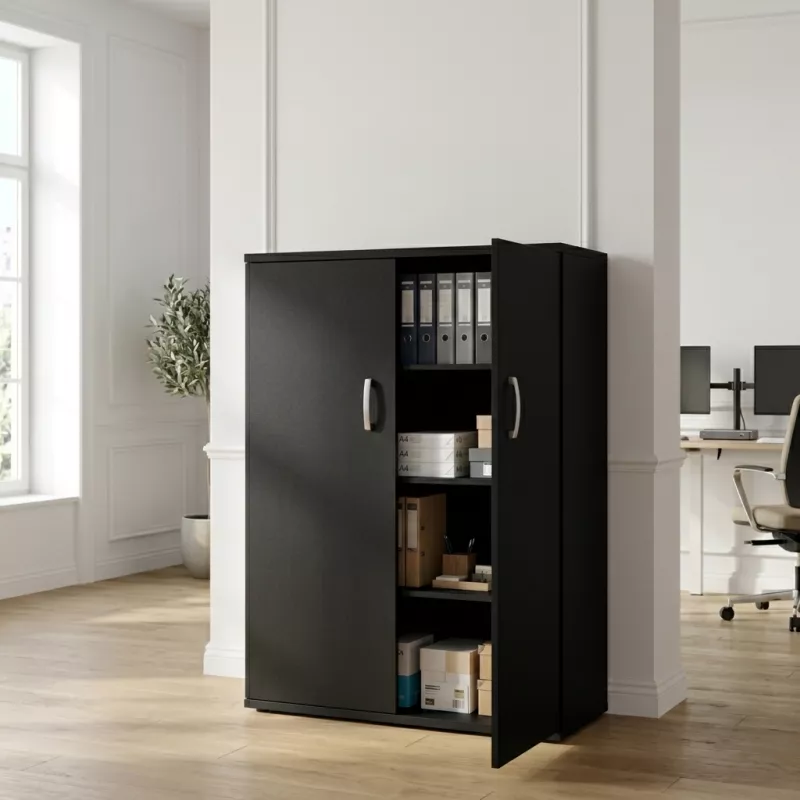 Armoire haute fermée, 3 étagères, hauteur 158 cm – So Madrid