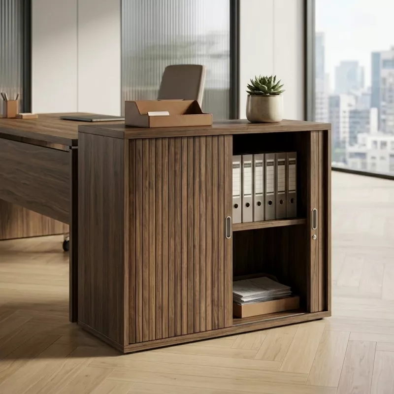 Armoire basse fermée, porte rideaux, hauteur 81 cm – So Madrid