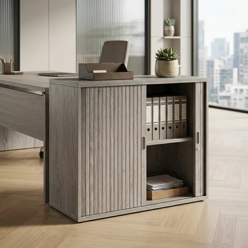 Armoire basse fermée, porte rideaux, hauteur 81 cm – So Madrid