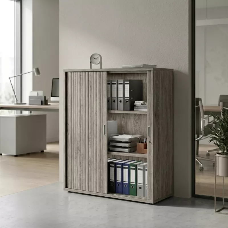 Armoire moyenne fermée, porte rideaux, hauteur 120 cm – So Madrid