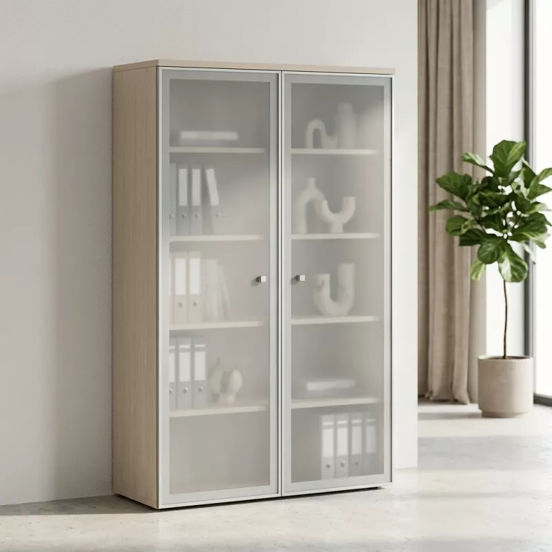 Armoire haute fermée, porte en verre, hauteur 196 cm – So Madrid