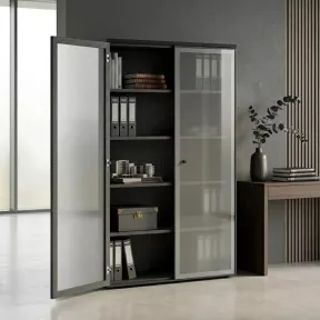 Armoire haute fermée, porte en verre, hauteur 196 cm – So Madrid