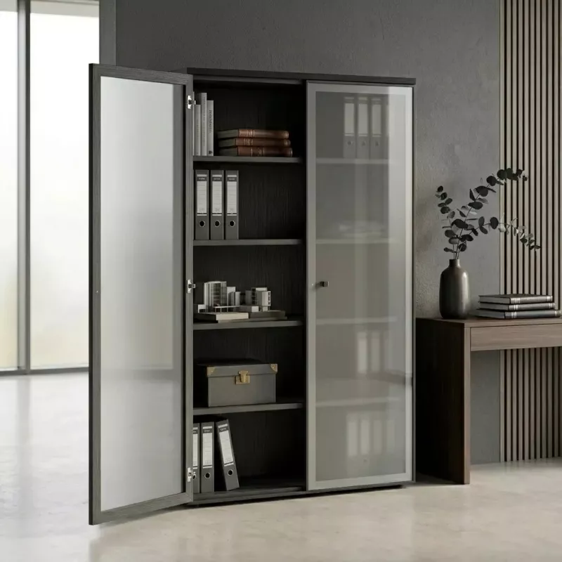 Armoire haute fermée, porte en verre, hauteur 196 cm – So Madrid
