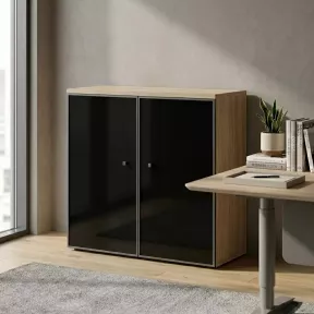 Armoire moyenne fermée, porte en verre, hauteur 120 cm – So Madrid