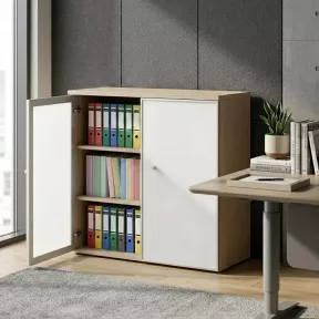 Armoire moyenne fermée, porte en verre, hauteur 120 cm – So Madrid