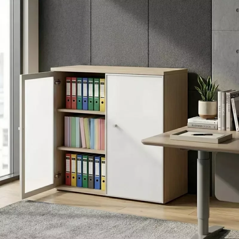 Armoire moyenne fermée, porte en verre, hauteur 120 cm – So Madrid