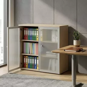 Armoire moyenne fermée, porte en verre, hauteur 120 cm – So Madrid