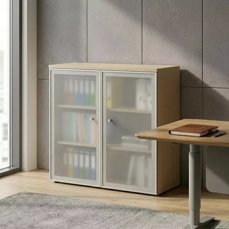 Armoire moyenne fermée, porte en verre, hauteur 120 cm – So Madrid
