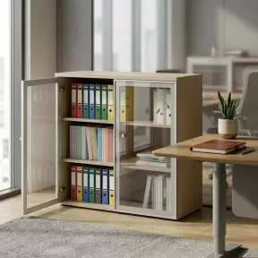 Armoire moyenne fermée, porte en verre, hauteur 120 cm – So Madrid
