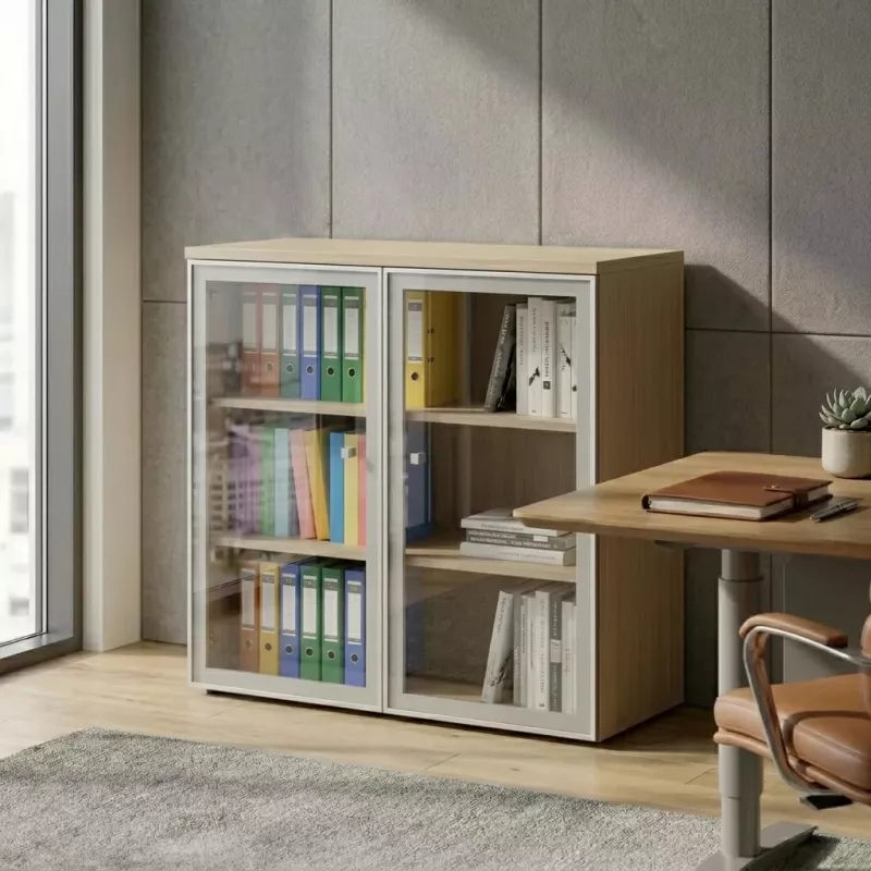 Armoire moyenne fermée, porte en verre, hauteur 120 cm – So Madrid