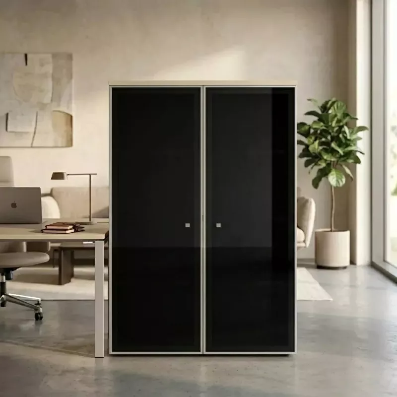 Armoire haute fermée, porte en verre, hauteur 158 cm – So Madrid