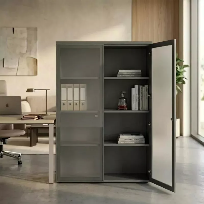 Armoire haute fermée, porte en verre, hauteur 158 cm – So Madrid