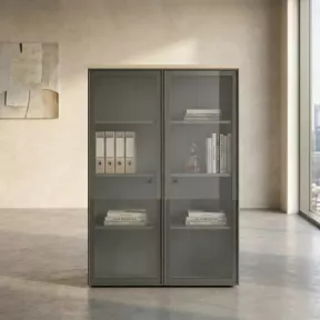 Armoire haute fermée, porte en verre, hauteur 158 cm – So Madrid