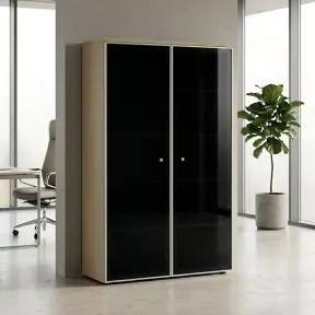 Armoire haute fermée, porte en verre, hauteur 196 cm – So Madrid