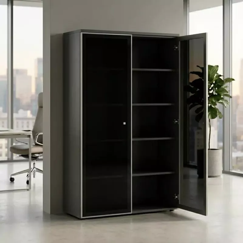 Armoire haute fermée, porte en verre, hauteur 196 cm – So Madrid