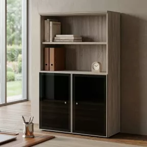 Armoire semi-ouverte, portes en verre, hauteur 158 cm – So Madrid