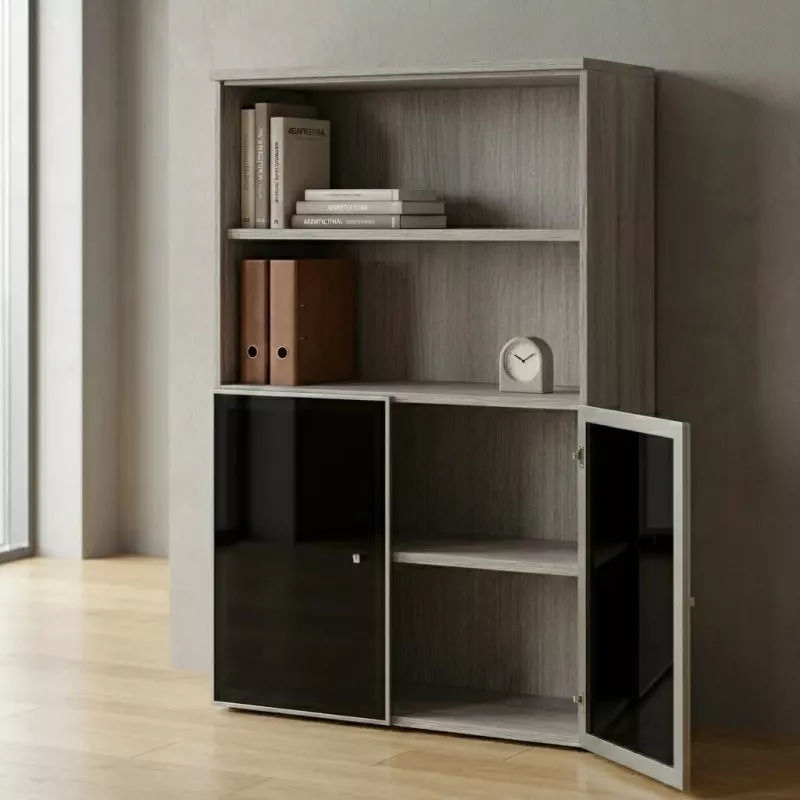 Armoire semi-ouverte, portes en verre, hauteur 158 cm – So Madrid