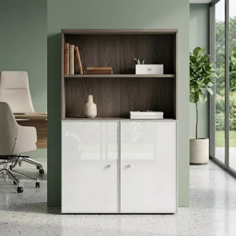 Armoire semi-ouverte, portes en verre, hauteur 158 cm – So Madrid