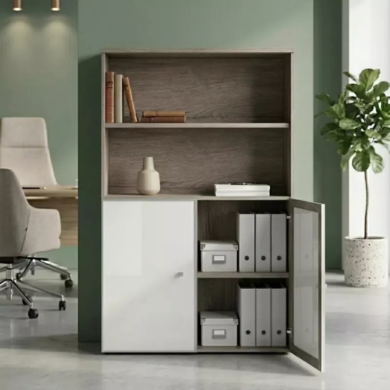 Armoire semi-ouverte, portes en verre, hauteur 158 cm – So Madrid