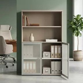 Armoire semi-ouverte, portes en verre, hauteur 158 cm – So Madrid