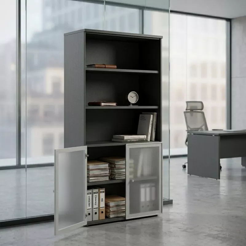 Armoire semi-ouverte, portes en verre, hauteur 196 cm – So Madrid