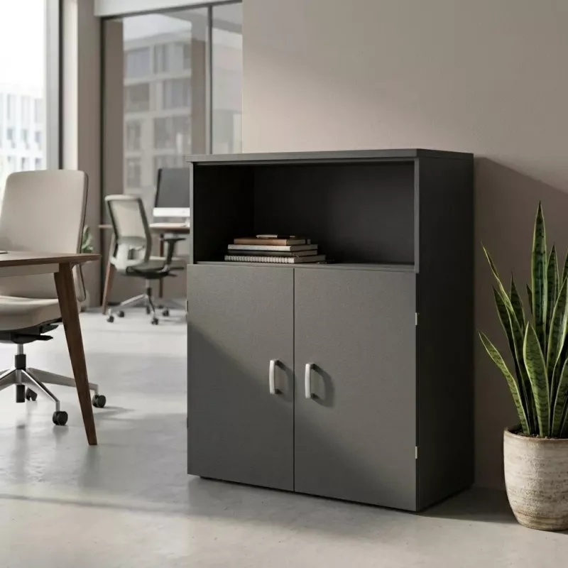 Armoire moyenne fermée et ouverte, hauteur 120 cm – So Madrid