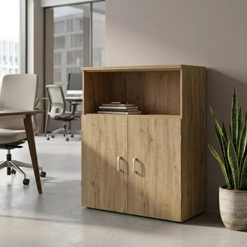Armoire moyenne fermée et ouverte, hauteur 120 cm – So Madrid