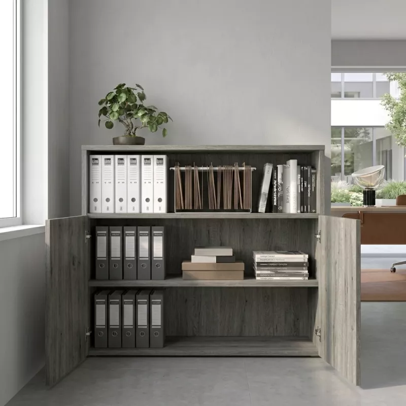 Armoire semi-ouverte, portes poussoirs, hauteur 120 cm – So Madrid