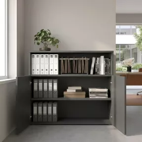Armoire semi-ouverte, portes poussoirs, hauteur 120 cm – So Madrid