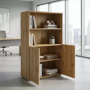 Armoire semi-ouverte, portes poussoirs, hauteur 158 cm – So Madrid